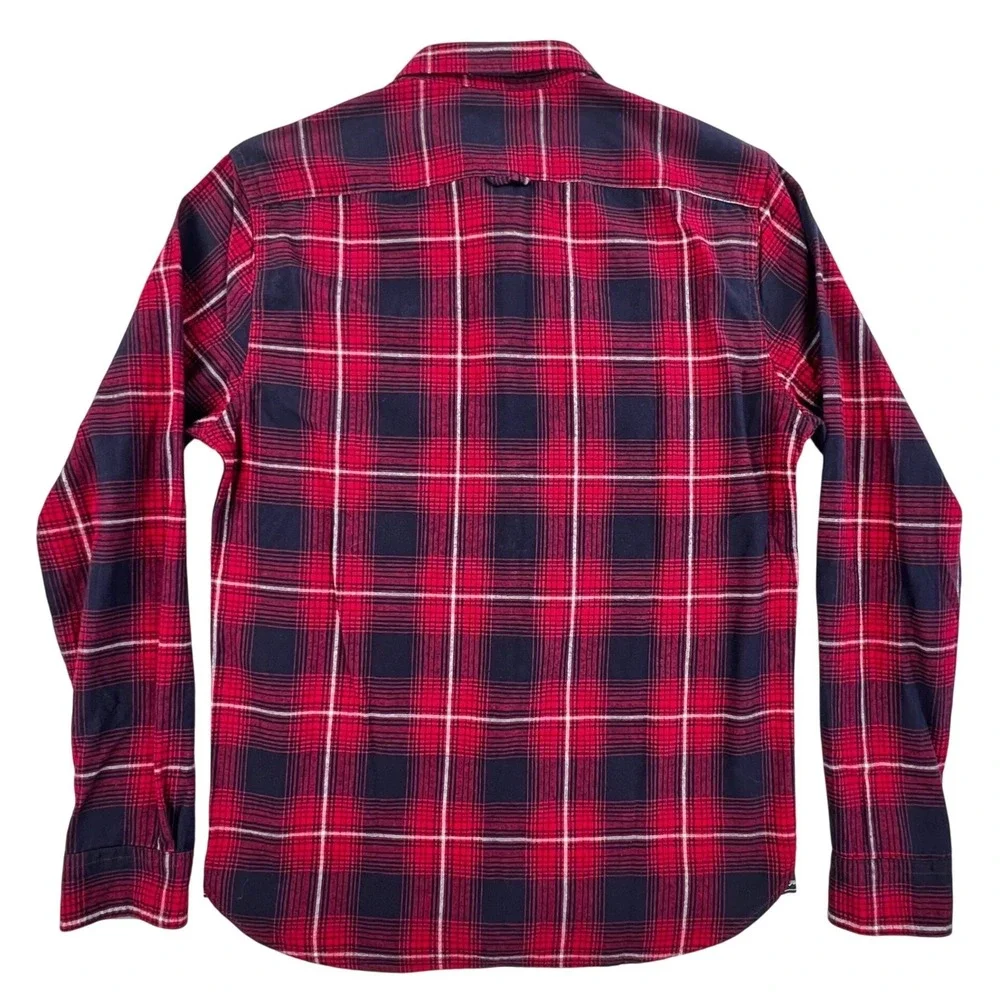Flag & Anthem Plaid Flannel Shirt Men's SMALL Red Navy Blue Cotton HO19WS232 NWT